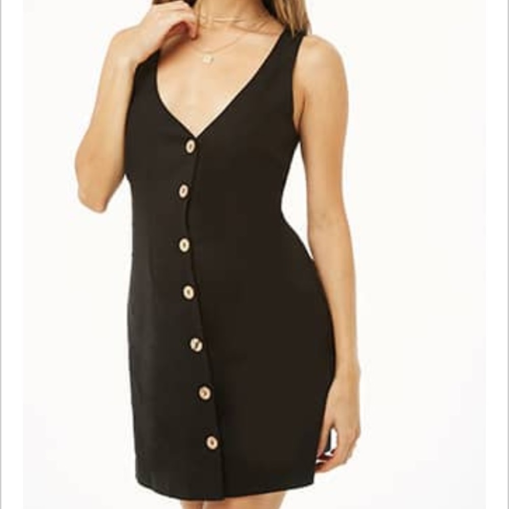 Button front linen dress